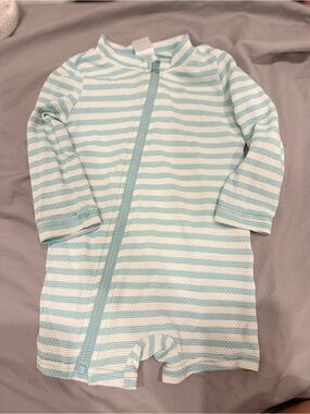 Carter’s Striped light blue & White Baby Zip Romper